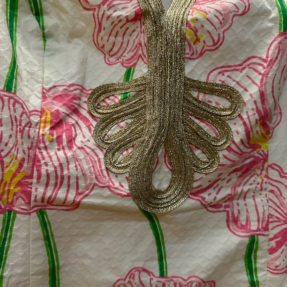 Lilly Pulitzer Janice shift Dress Clover cup Gold soutache Hawaiian size 10 - Picture 2 of 9